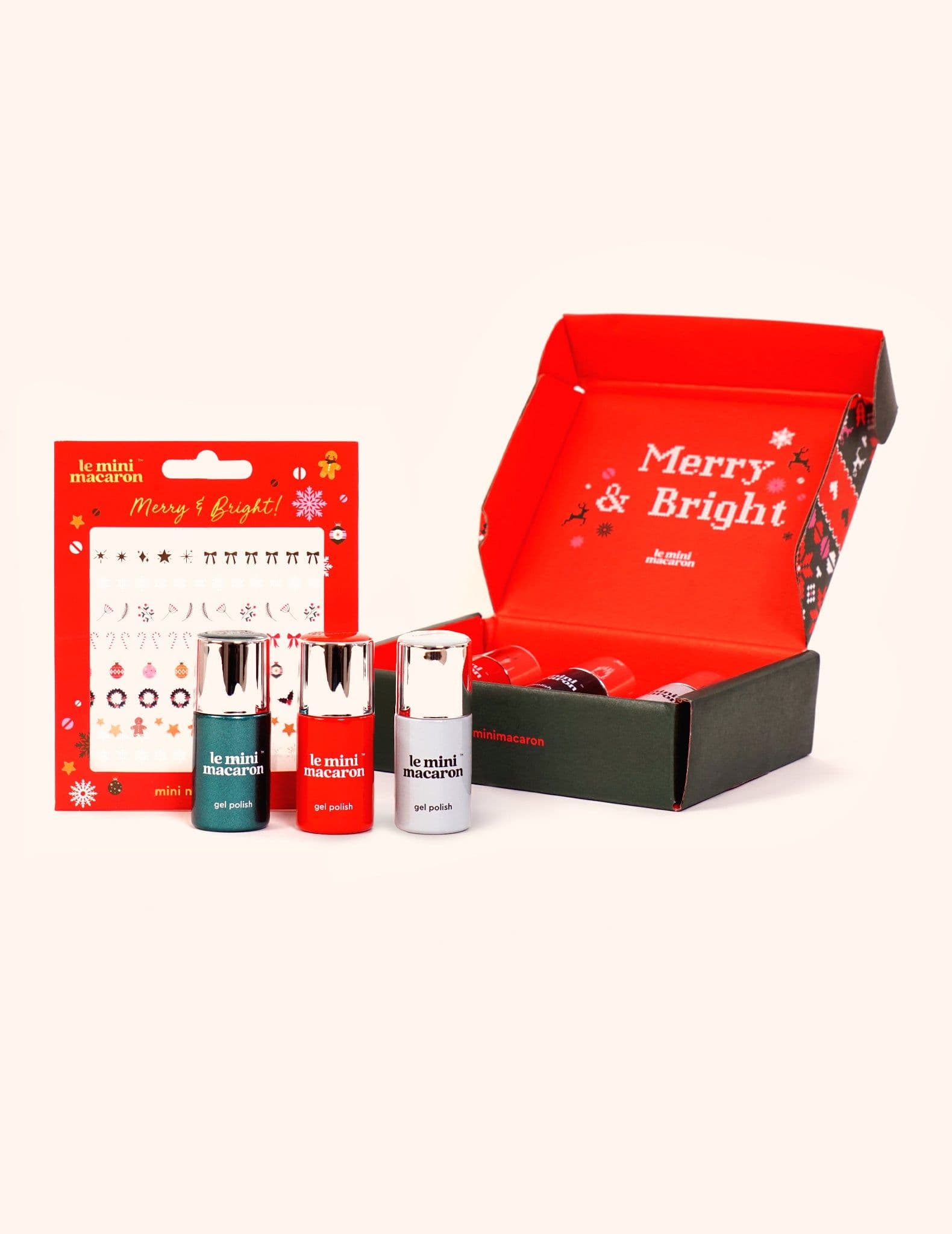 Merry & Bright - trio gel laků s nálepkami